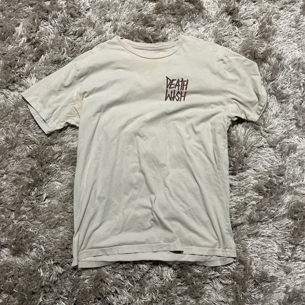 Cream Short Sleeve Tee with Subtle Graphic